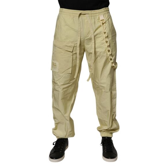 Dolce & Gabbana Yellow Nylon Cargo Chain Men Jogger Men's Pants